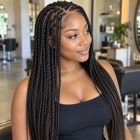 Long knotless braids