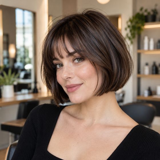 A soft bob with curtain bangs
