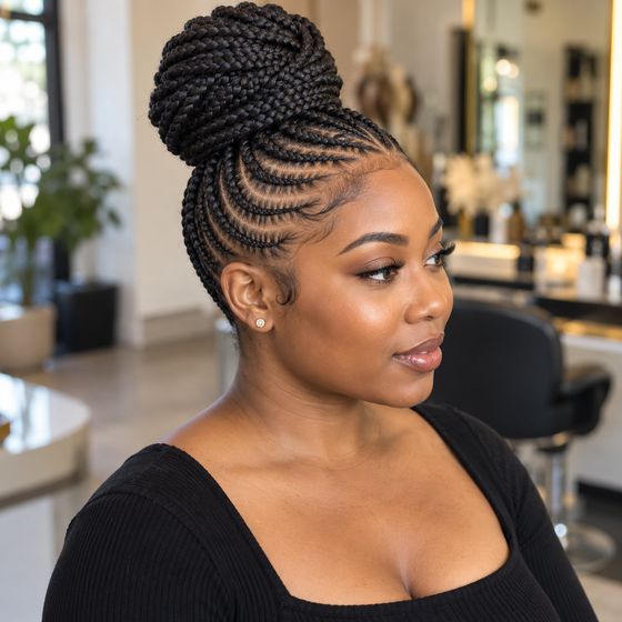 A braided top bun
